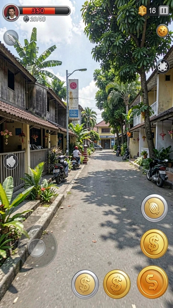 ocatoto - In-game action saat menjelajahi lingkungan hewan.